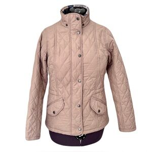 Barbour Beige Tartan Collection ‘Millfire Quilted Jacket’, Size 8